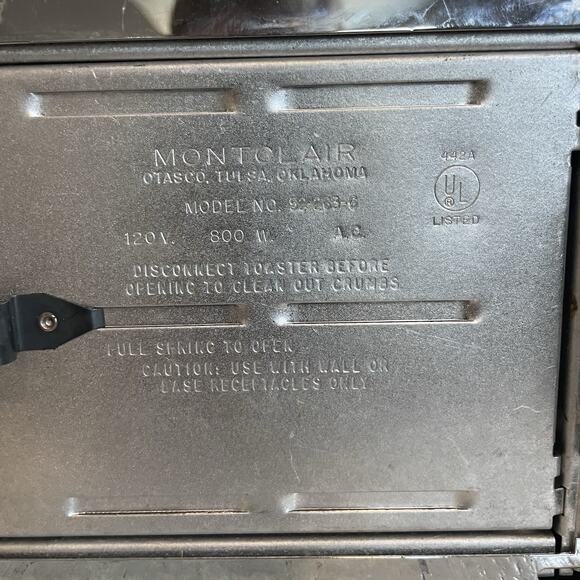 Vintage Montclair Electronic Toaster 2 Slice Chrome Wood Panel Works 52-263-6 - Picture 7 of 9